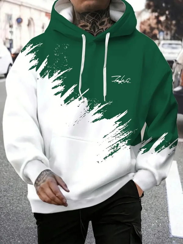 Moda gradiente impressão masculina hoodies engraçado 3d carta padrão camisolas de grandes dimensões outono e inverno casual pulôver roupas masculinas