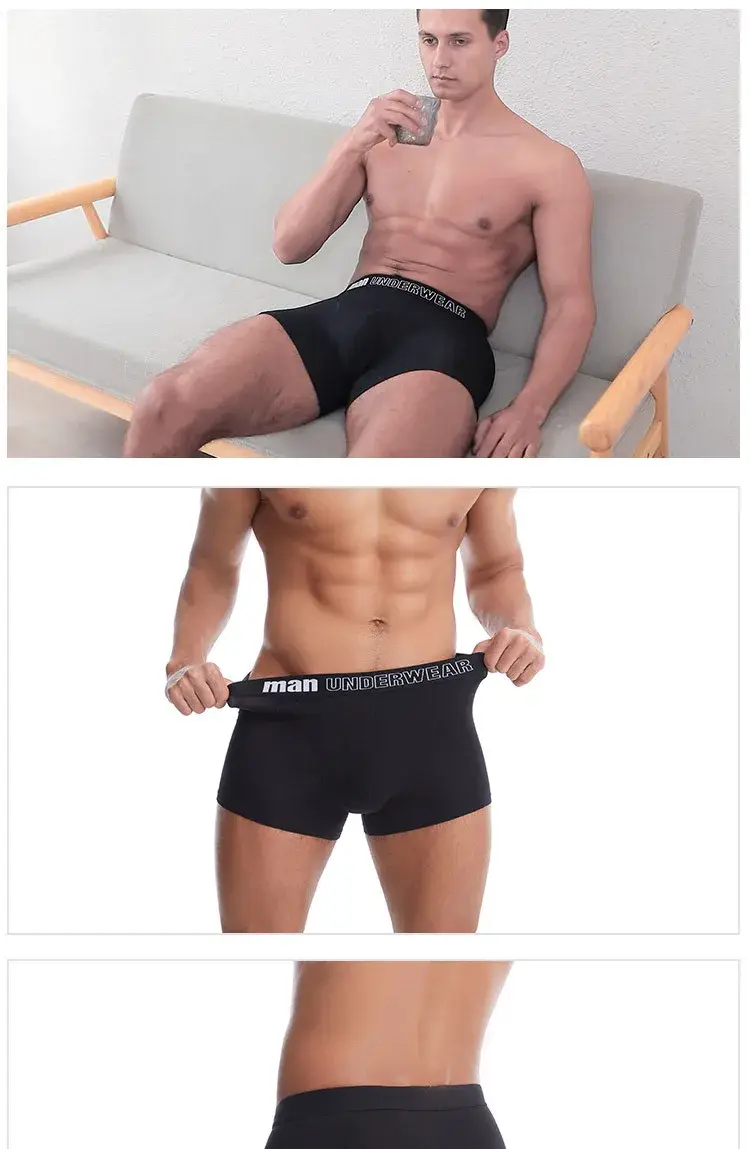 加大尺寸 5xl 6xl 7xl 竹纖維內褲男士平角內褲性感內褲夏季竹纖維平角內褲中腰內褲 Cuecas — image 4