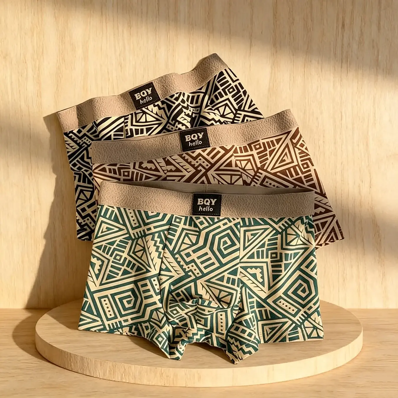 Sous-vêtement confortable et respirant pour hommes, Boxer personnalisé de Style américain imprimé, sous-vêtement carré ethnique rétro tendance