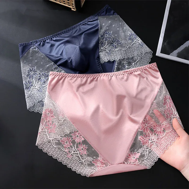 Men Satin Ice Silk Triangle Underwear 3D Pouch Low‑Waist Briefs Side Lace Breathable Soft Sexy Male Plus Size Intimate Shorts — image 7