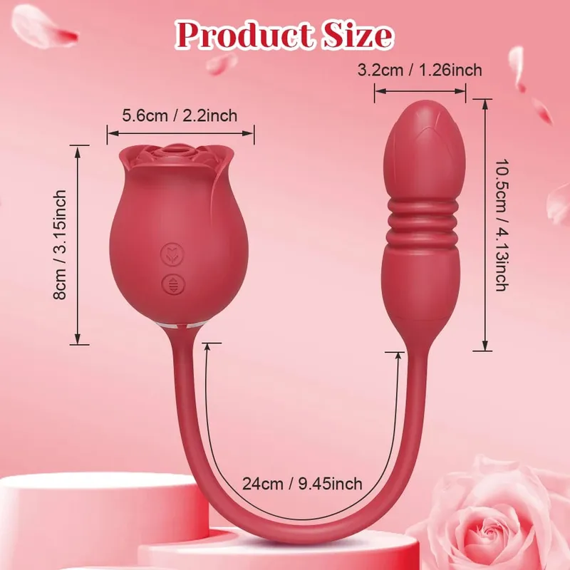 Rose-Sucking Thrusting Dildo Vibrator for Women Nipple Clit Stimulator Vibrating Egg Tongue Licking Clitoris Sucker Sex Toys — image 5