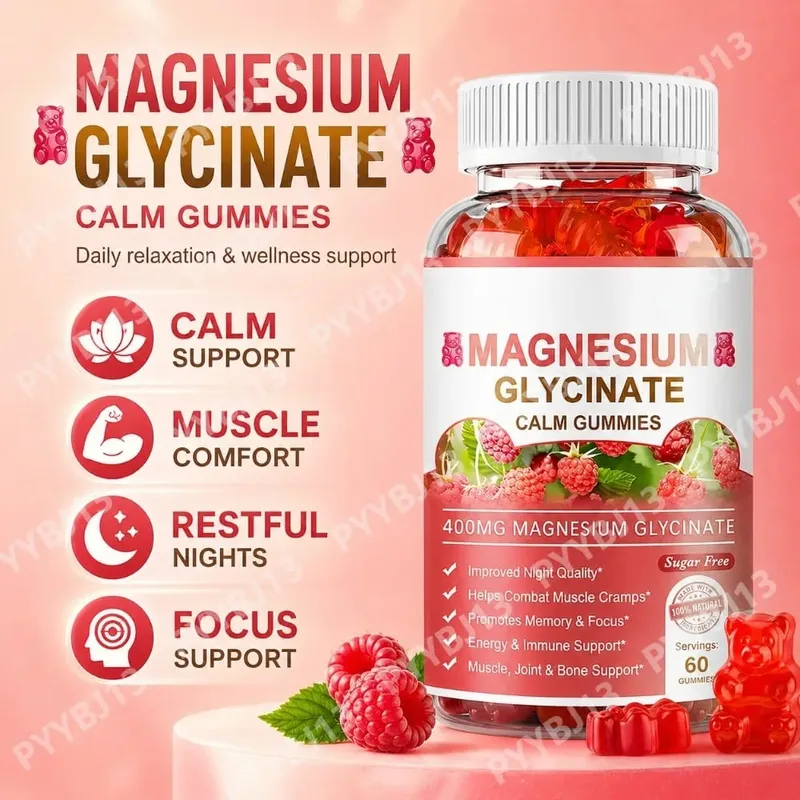 Magnesium Gummies Serving-Magnesium Glycinate and Magnesium Malate Sugar Free Magnesium Potassium Supplement for health Support