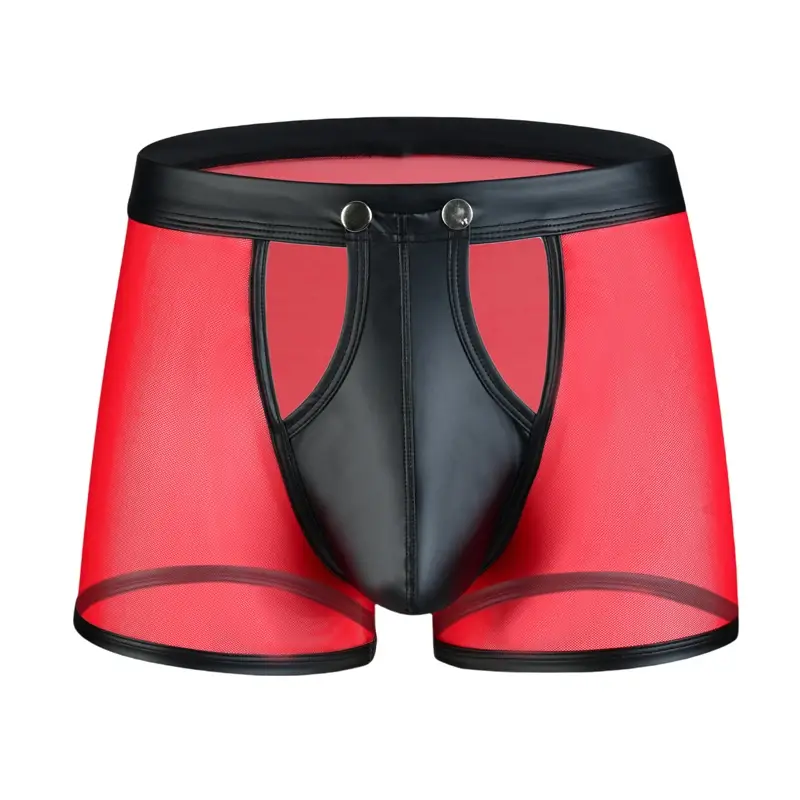 Men's Panties Male Buttons Underpants Man Sexy Mesh Shorts Boxers Underwear Breathable Ropa Interior Hombre Boxershorts for Men — image 5