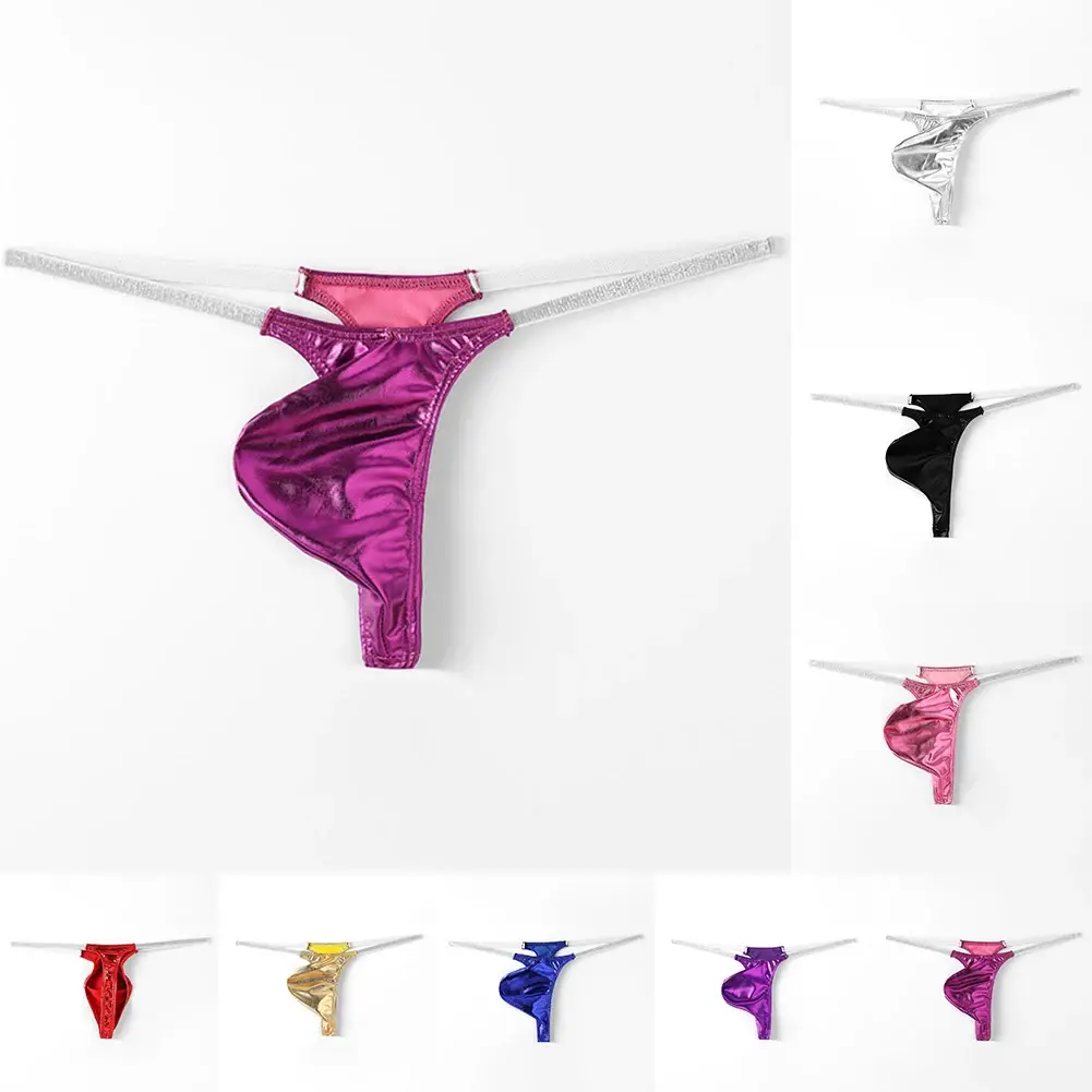 Average Size Mens Underwear Low Waist Shiny T-back Underwear Mini Underwear Mini G-Strings Shiny Fabric All Season Wear — image 10