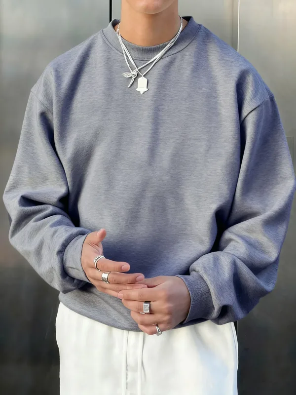 Pánský fleece podzimní top Street univerzální svetry Pohodlné základy Mikiny Sport Neformální Sportovní oblečení Denní měkké oblečení — image 11