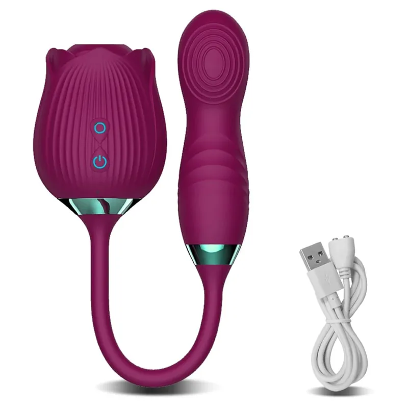 Rose-Sucking Thrusting Dildo Vibrator for Women Nipple Clit Stimulator Vibrating Egg Tongue Licking Clitoris Sucker Sex Toys — image 16