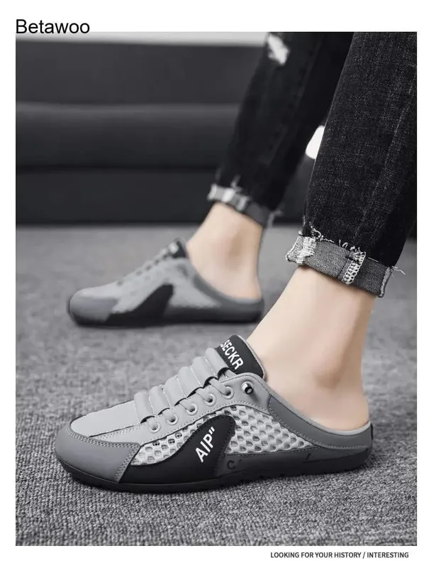 Ανδρικά αθλητικά παπούτσια χωρίς πλάτη Slip On Half Slide Παπούτσια casual με αναπνεύσιμο πλέγμα — image 6