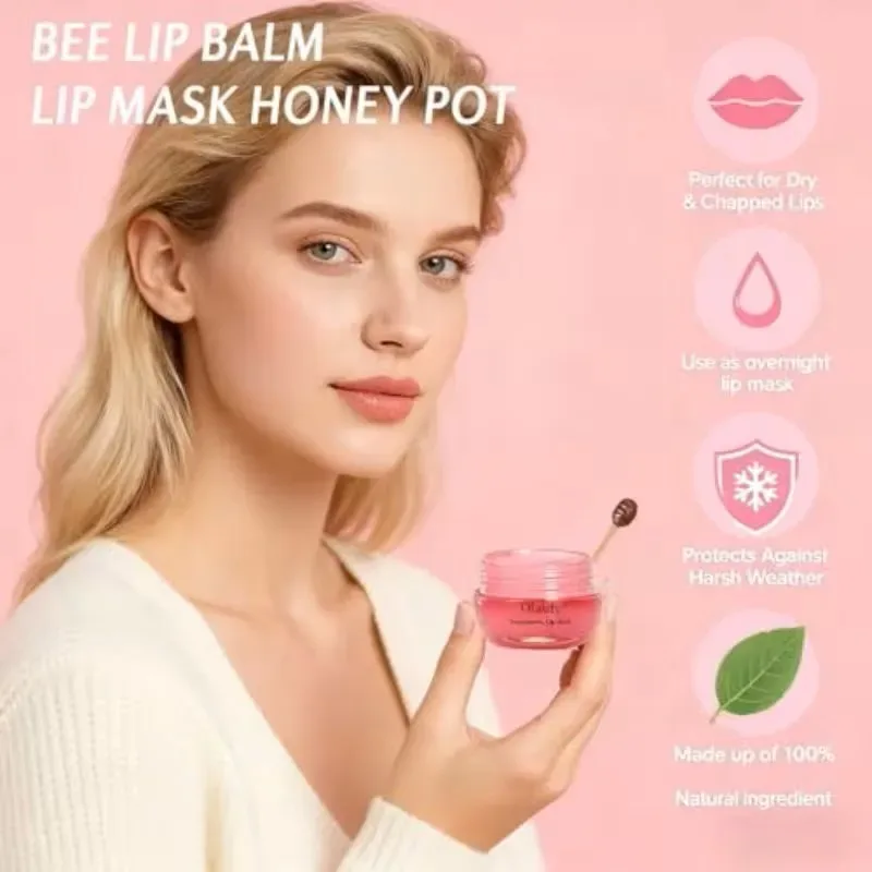 5,5 g Lip Sleep Mask Night Sleep Maintenance Ενυδατικό Lip Gloss Bleach Cream Θρεπτική Περιποίηση χειλιών Φράουλα Μέλι — image 4