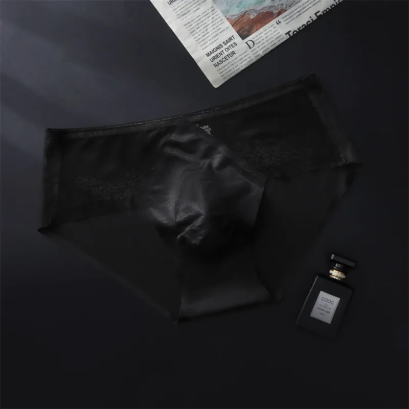 Thin men's underwear ice silk cuecas masculino 3D punching sexys tøy men cueca die splicing without trace calzoncillos hombre — image 4
