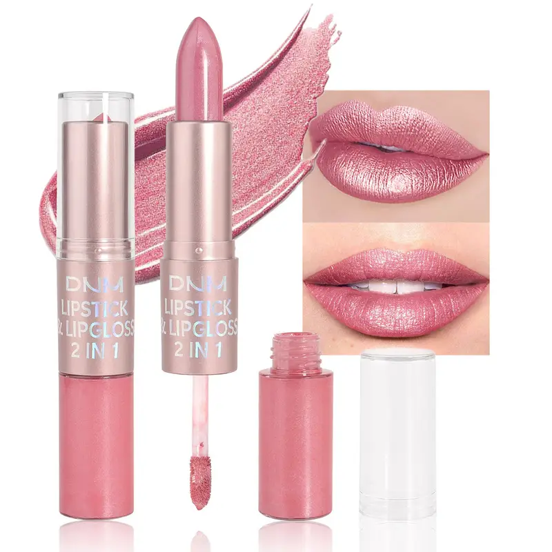 DNM Double Headed Mate Lipstick and Lip Gloss Μακιγιάζ μακράς διαρκείας 2 σε 1 Stick Moisturizing Lipgloss Tint Cosmetics Lip Stain