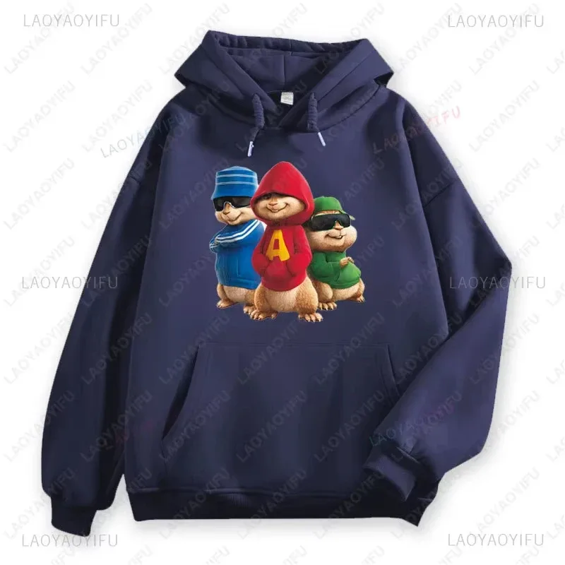 Alvin et les Chipmunks Anime sweats à capuche écologique A lettres impression sweat décontracté Streetwear unisexe pulls promo — image 16