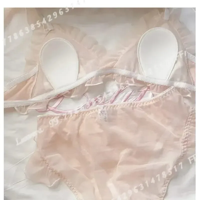 Lolita Style Thin Lace Triangle Cup Σετ Γυναικείο Χαριτωμένο μικρό μπούστο σέξι εσώρουχα — image 2