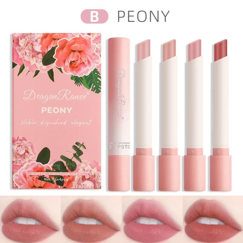 Σετ κραγιόν τσιγάρων 4 τμχ Velvet Matte Lip Gloss Αδιάβροχο Smoke Lip Stick σέξι Κόκκινη απόχρωση χειλιών Γοητευτικό μακιγιάζ για τα χείλη — image 4