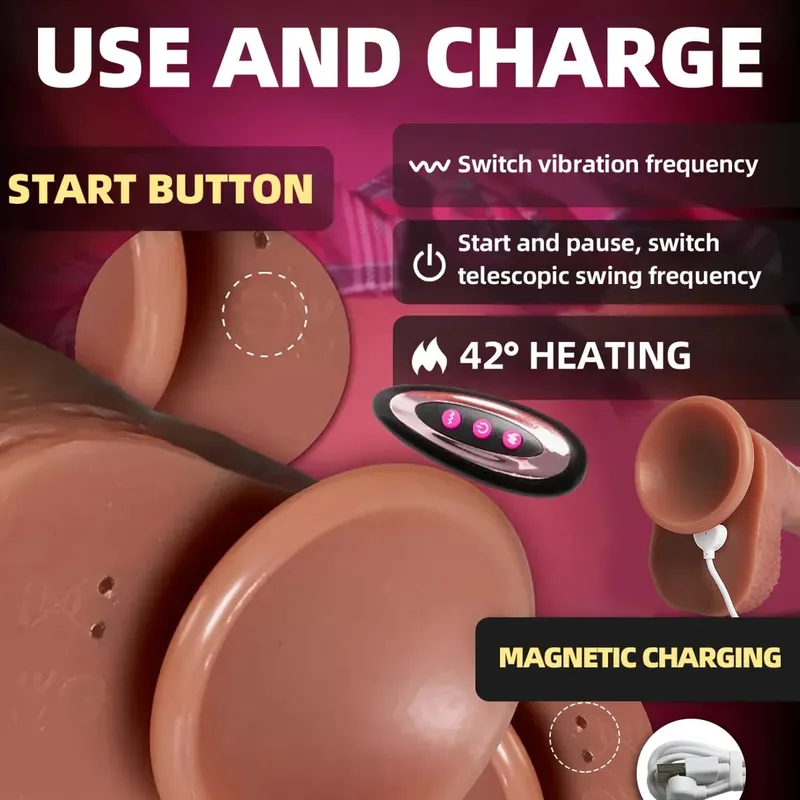 Thick Dildo Vibrator For Women Realistic Dildos Penis Remote Control Thrusting Heated Vibrators Sex Toys Anal G Spot Stimulators — image 3