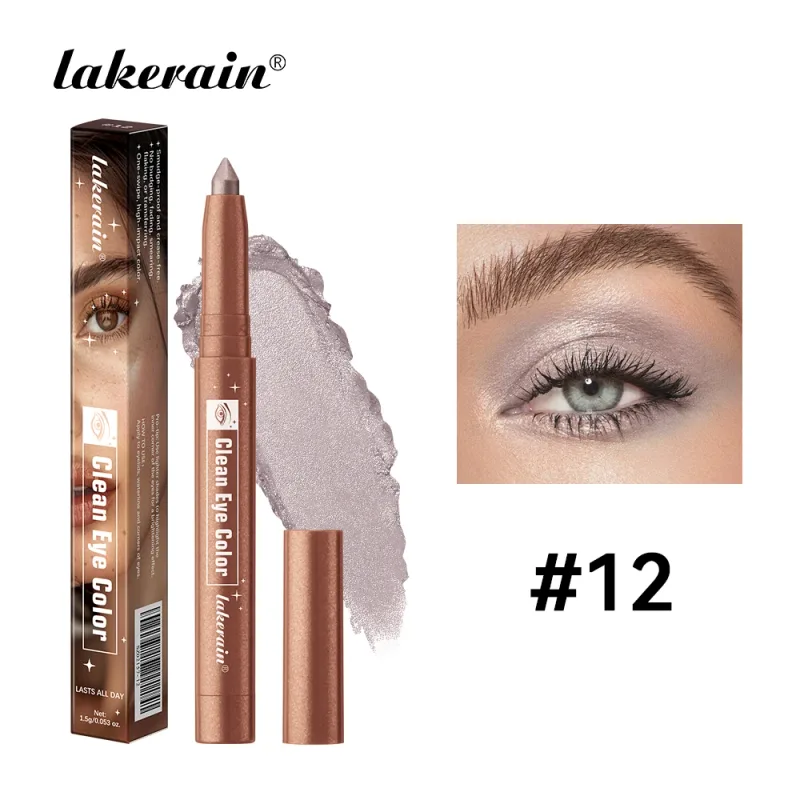 12Colors Metallic Eyeshadow Pencil Glitter Silkworm Liner Pen Highlighter μακράς διάρκειας Χρυσό Μπλε Κρέμα Μακιγιάζ για σκιές ματιών Stick