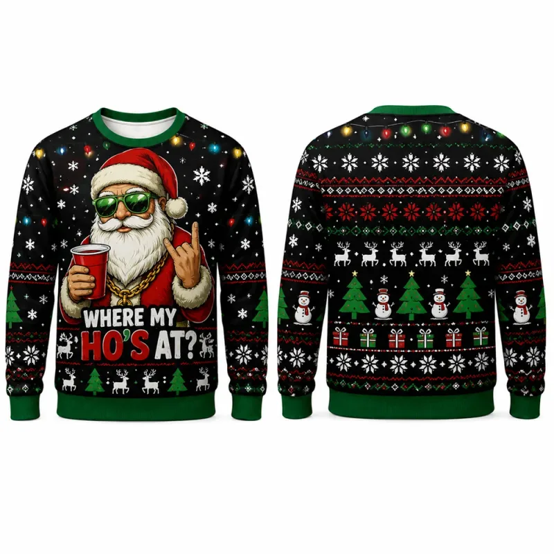 Funny Santa Ugly Christmas Sweatshirt Men Women 3D Print Crewneck Long Sleeve Xmas Party Pullover Holiday Gift Winter Streetwear — image 9