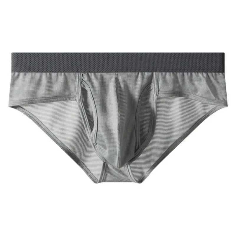 Thin Underpants Summer Thin Briefs Men Side Opening Breathable Men Ice Silk Panties Splicing Lingerie Seamless Underwear Men — image 14