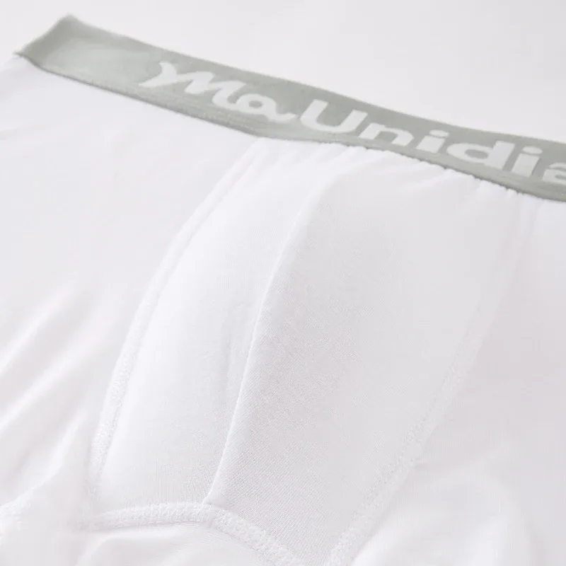 8pcs Bamboo Fiber Boxer Briefs White Men's Panties Letter Waistband Underwear Man Boxers Solid Color Boxershorts Men Underpants — image 2