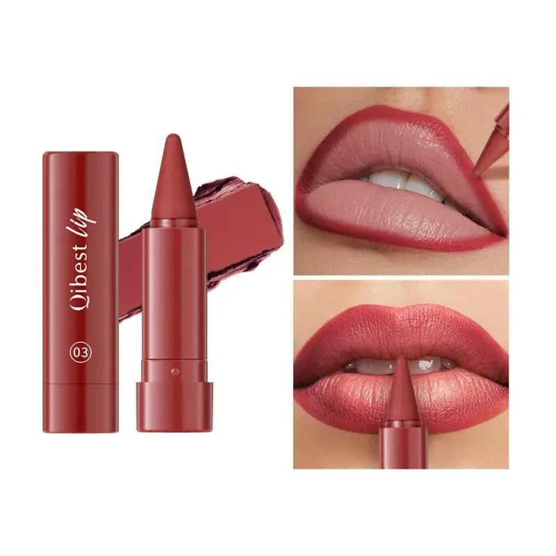 Batom fosco à prova d'água, lápis 2 em 1, alta pigmentação, cor labial, fórmula hidratante suave, batom gradiente natural