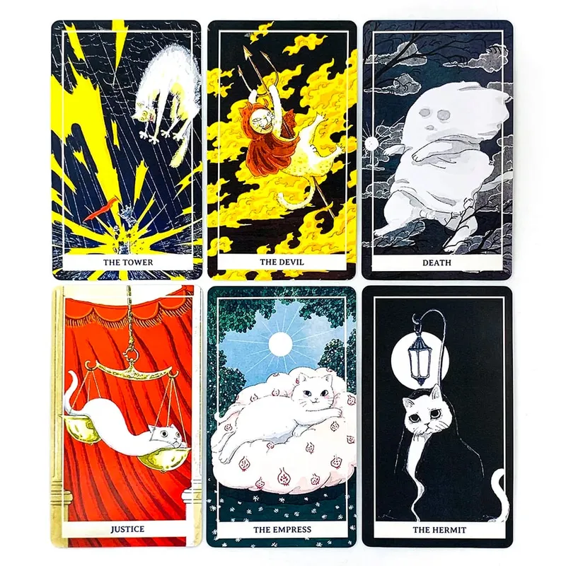 New White Cat Tarot Deck A 78 Edition-Themed Cat-Themed Borad Game For Cat Lovers Εξαιρετικό για μαντεία Διαλογισμό και παιχνίδια πάρτι — image 4