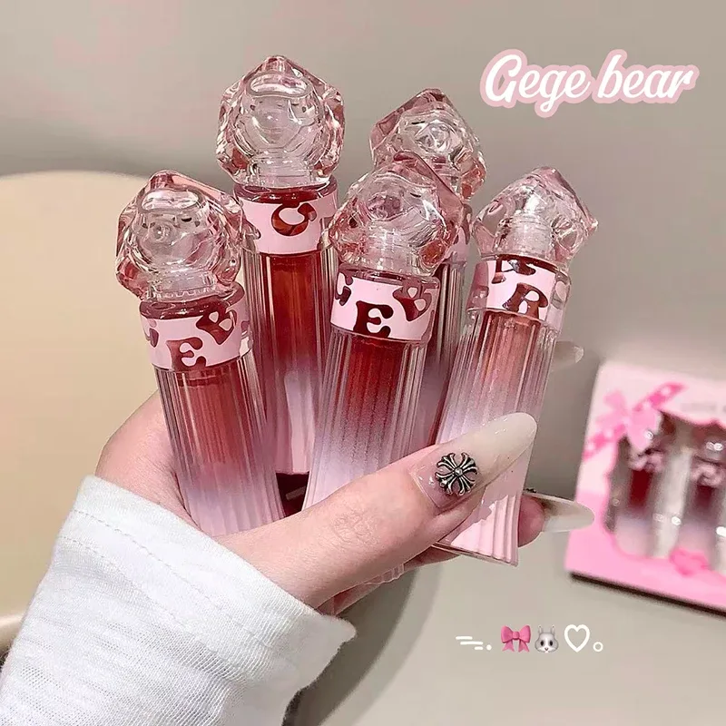 Gege Bear Water Light Lip Llaze Σετ Mirror Lipstick Lip Gloss Ενυδατικό Ενυδατικό μακράς διαρκείας Δώρο για τον εραστή