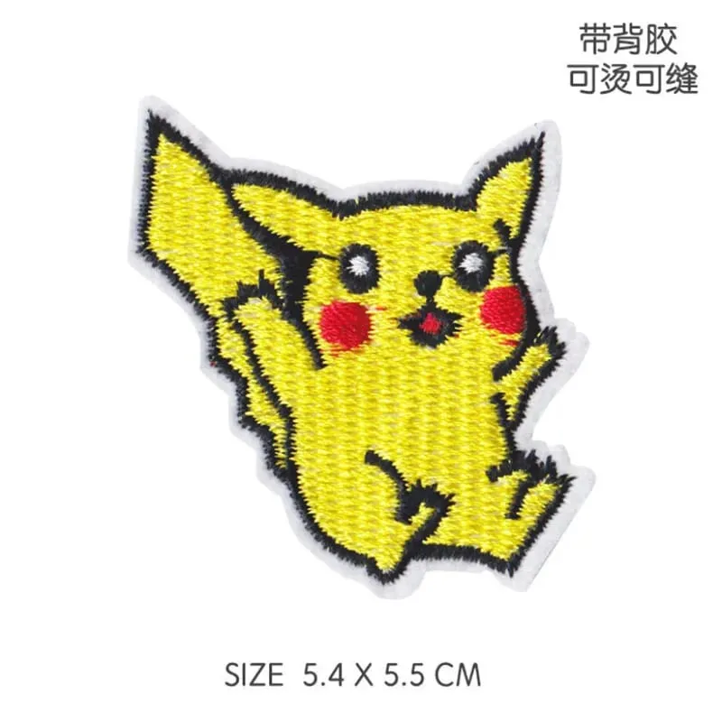 Επίθεμα υφάσματος Pikachu Αυτοκόλλητα ρούχων Ράψτε σε μπαλώματα κεντήματος Απλικέ σίδερο σε ρούχα Cartoon DIY διακόσμηση ενδυμάτων — image 9