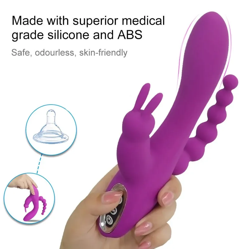 12 מצבים G Spot Rabbit Vibrator Clitoral Stimulator Anal Triple Curve לעיסוי אנאלי חרוזים צעצועי מין לנשים זוגות דילדו — image 5