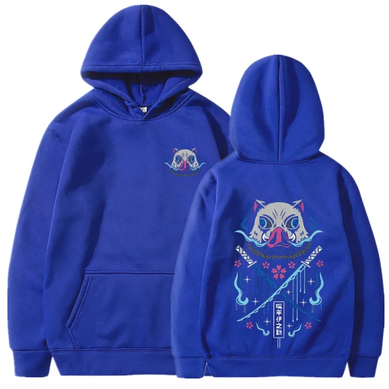 Felpe con cappuccio Anime Inosuke Uomo Donna Kimetsu no Yaiba Felpe Manga Kawaii Harajuku gotico Pullover con cappuccio Casual Streetwear — image 9