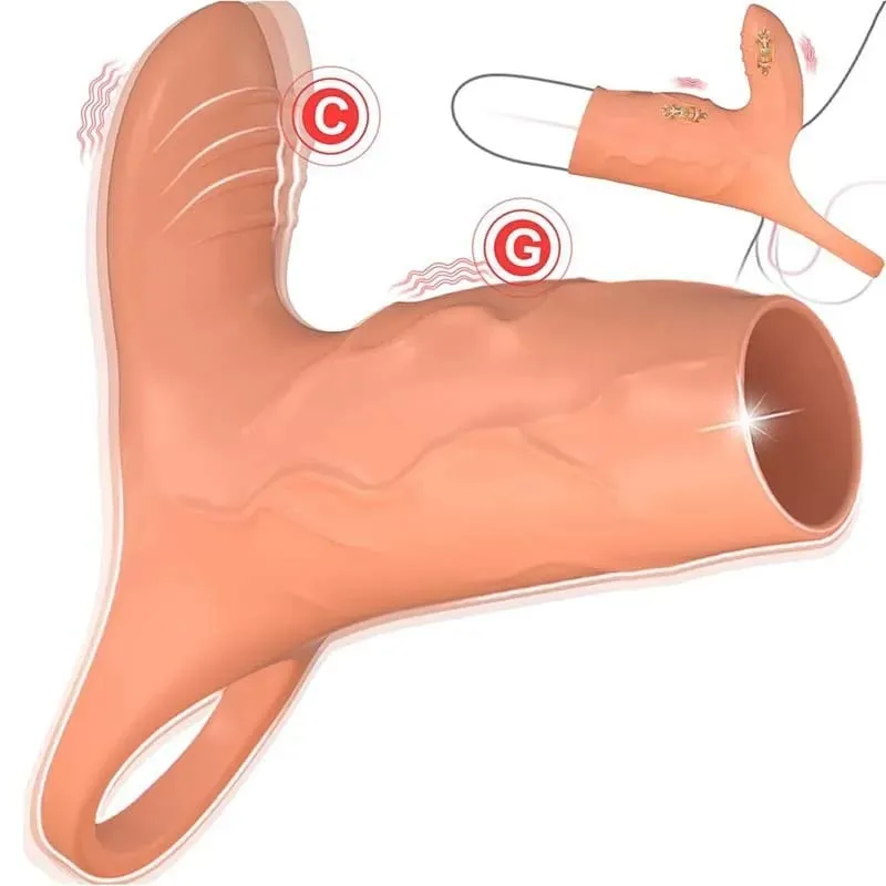 שרוול פין רוטט 10 מצבים טבעת זין G Spot לעורר ויברטור צעצועי מין לגברים איבר פין עיכוב שפיכה מאמן זקפה 18