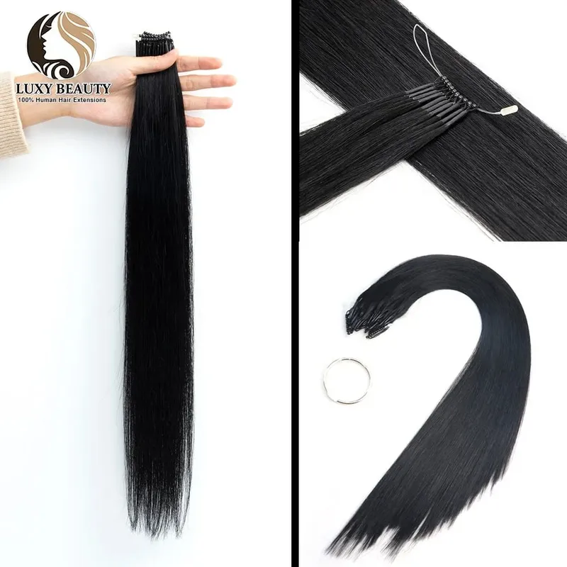 8D Micro Bead Human Hair Extensions Silicone Nano Ring Hair Extension Invisible Mini Silicon Beads Μαύρα καστανά ξανθά ανθρώπινα μαλλιά