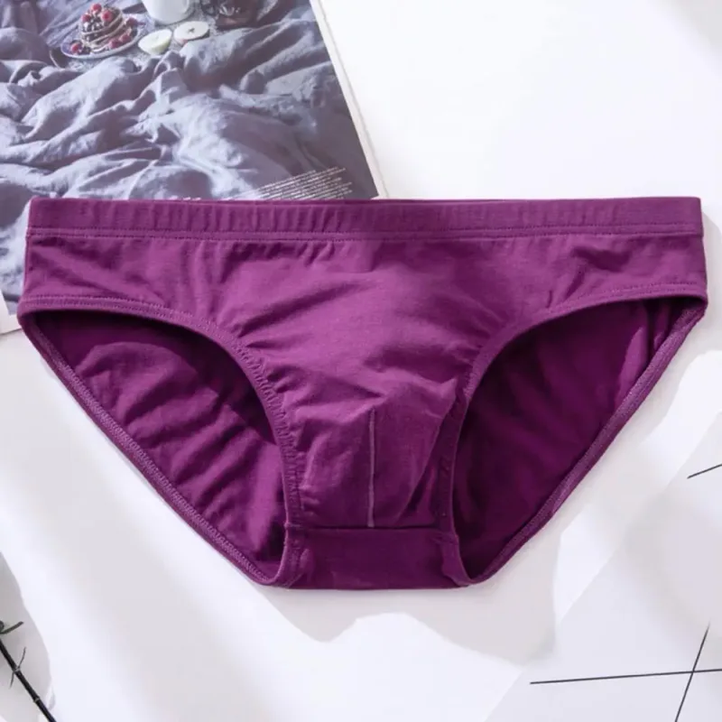 Cotton Briefs Adult Man Briefs Stretchy Breathable Solid Color Male Underwear Low Waist Cotton Underpants Plus Size Men Cotto — image 6