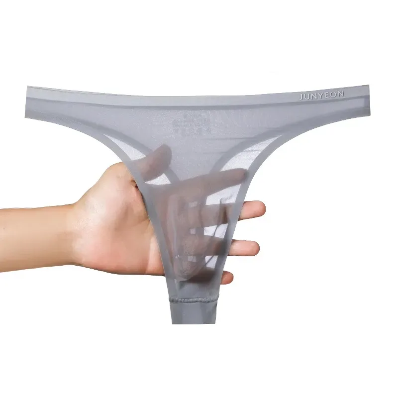 Men's Ice Silk Underwear Summer Ultra-Thin Nude Feel Breathable Seamless Sexy Transparent Underpants Pouch Lingerie Bikini Slip — image 8