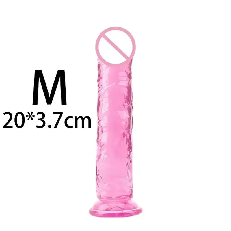 Cheap Women Erotic Anal 5 Colors Big Transparent Dildo Suction Cup Jelly Dick Sex Toys Soft Clitori Vaginal Masturbators Penis — image 14