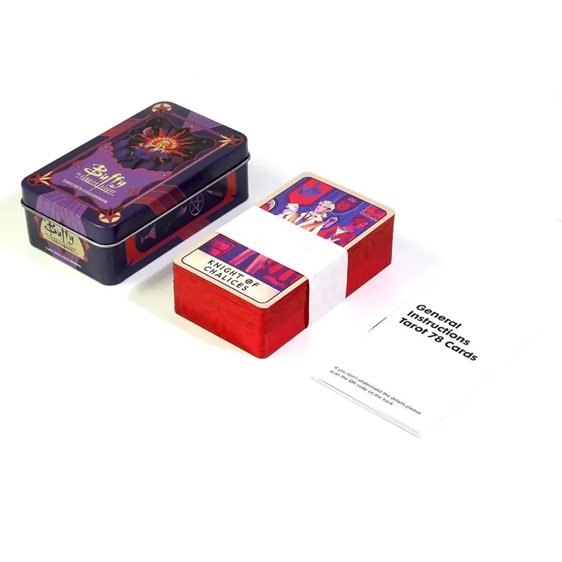 10,3*6 εκ. Buffy The Vampire Slayer Deck Tarot In A Tin Box with Red Gilded Edges 78 τμχ Κάρτες Ταρώ με θέμα κινουμένων σχεδίων με οδηγό — image 6