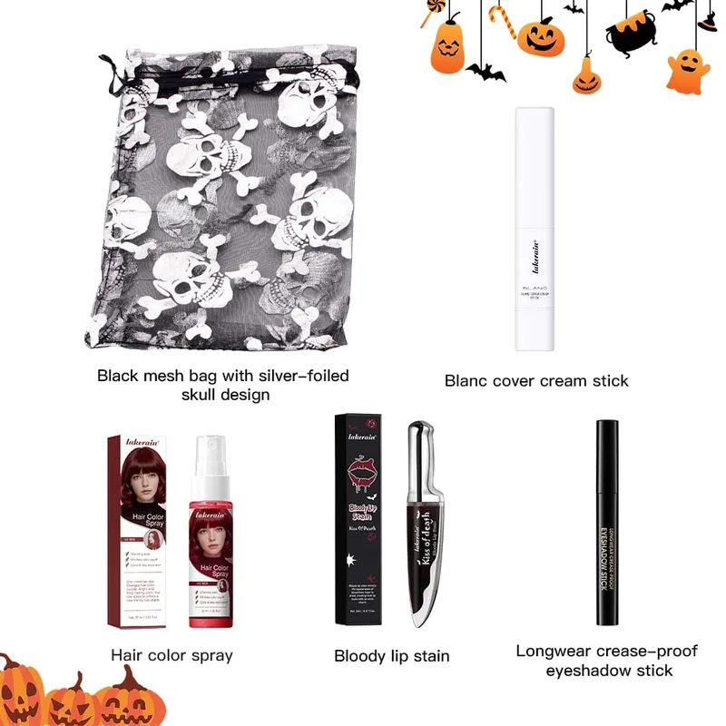 5 τμχ Goth Halloween Makeup Stick Foundation Stick Red Temporary Hair Spray Lip Stain Eyeshadow Stick Cosplay Party Makeup