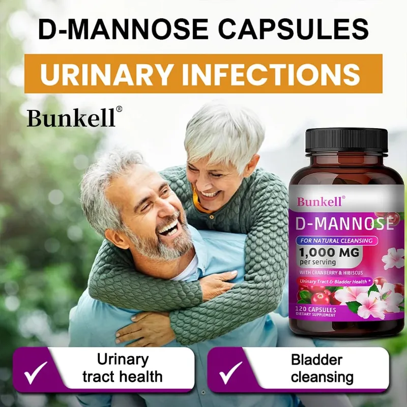 D-Mannose 1000mg קפסולות - חמוציות שן הארי היביסקוס תומכת בריאות שלפוחית השתן ניקוי פנימי וחיסוני — image 2