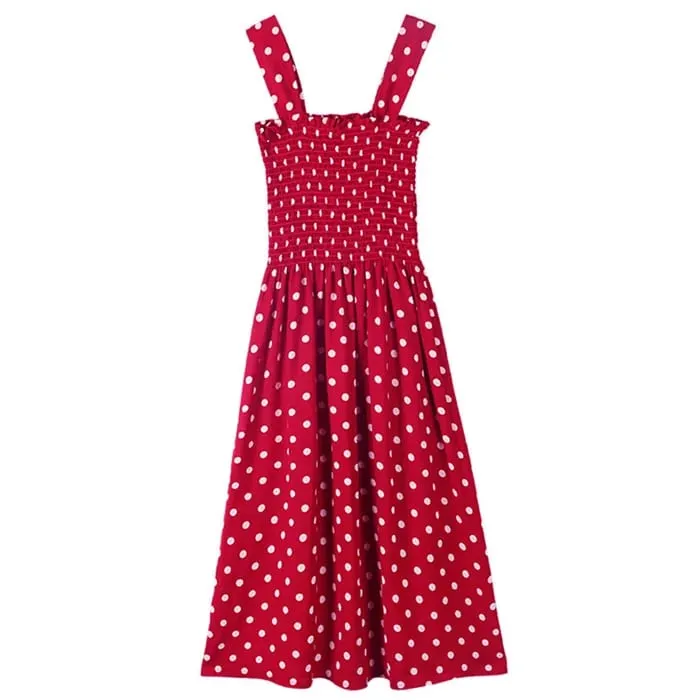 Καλοκαιρινό Befree Beach Long Vintage Dots Casual βολάν Κομψό Maxi Strap Camis Silky 5XL Φόρεμα Vestidos Sexy Women