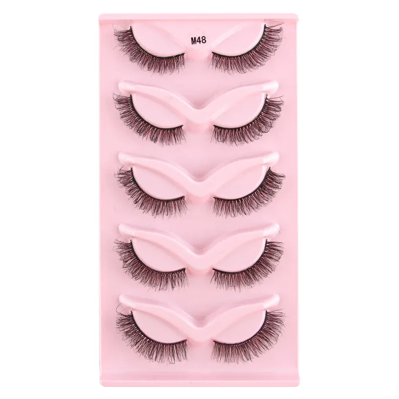 Half Eye Lashes Cat Eye Lashes 3/5/10 Pairs False Eyelashes Fluffy Soft Natural Look Clear Band 3D Mink Lashes Extension Makeup