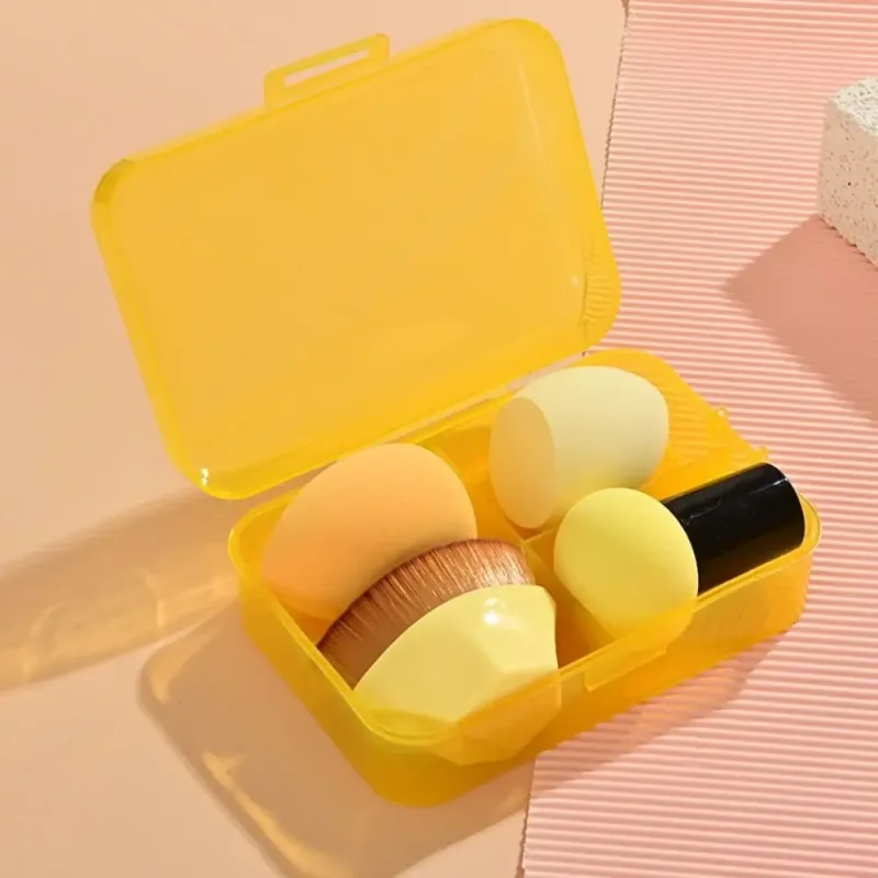 4 pçs beleza pro fundação cosméticos puff conjunto seco molhado utilizável ferramenta de maquiagem pincéis mágicos com caixa esponja pó maquiagem — image 14