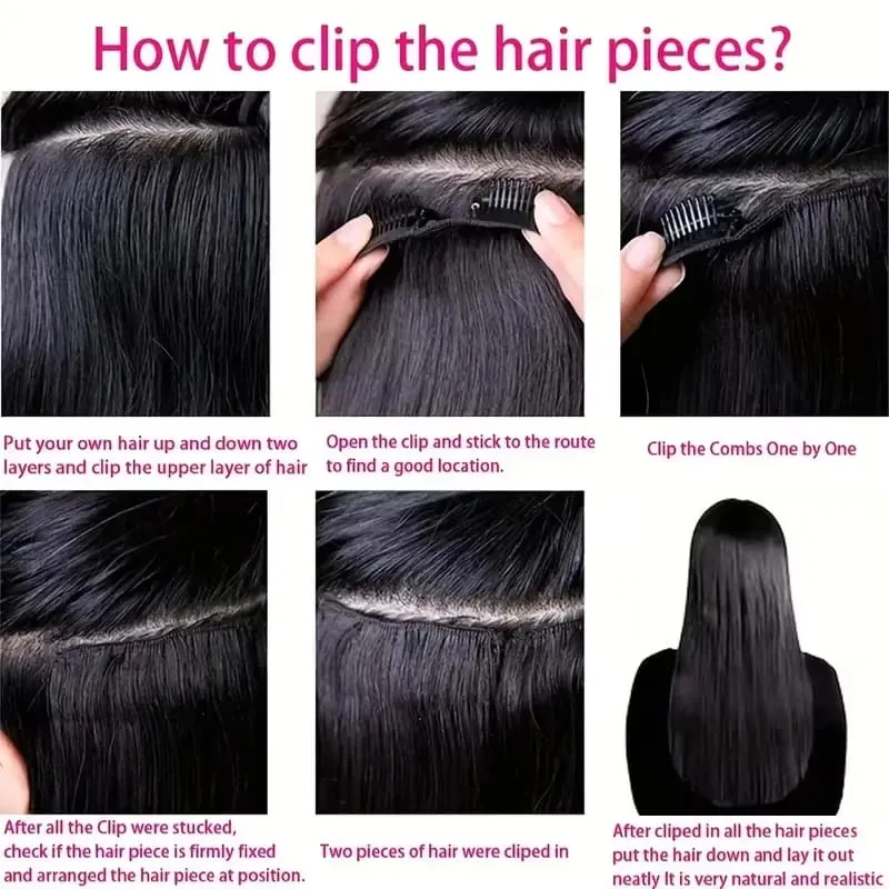 Insible Seamless Clip Ins Bone Straight Human Hair Unprocessed Raw Hair PU Weft Extensions Full Head 7Pcs/Set Clip on Hair — image 9