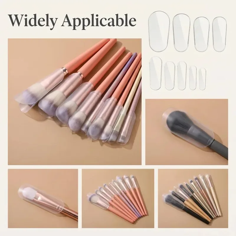 18pcs/set Makeup Brush Dust Cover 9-Size Universal Fit Clear Storage Bag for MakeUp Brushes Waterproof Bristle Protection Cover