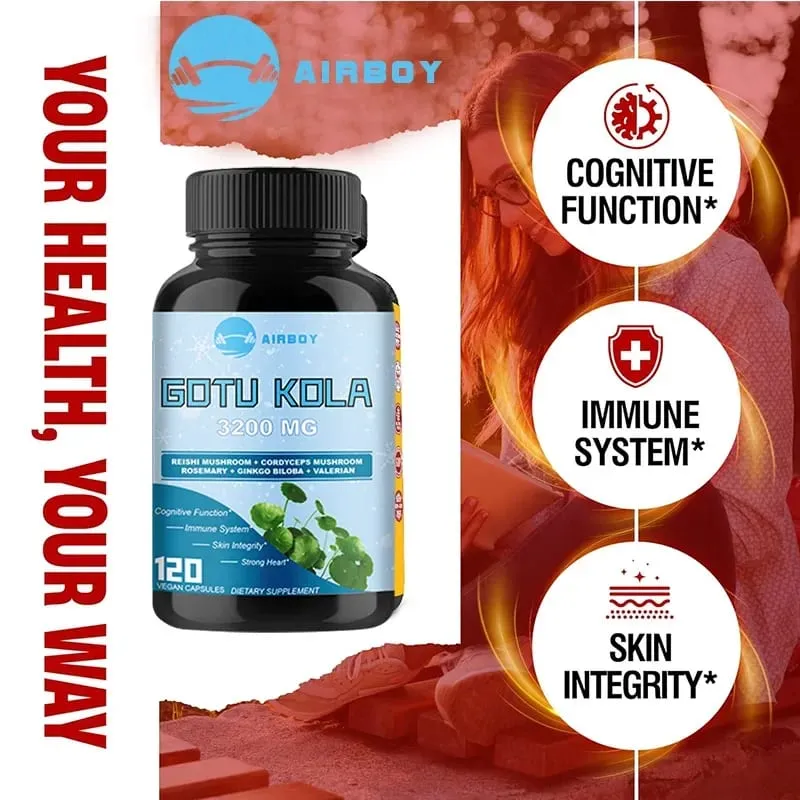 Gotu Kola Capsules - Brain Cognition Immune System Skin Energy & Circulation Supplement - Non-GMO & Gluten FreeSupplements