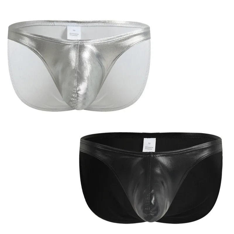Men's Fashion Low Waist Imitation Leather Briefs with U Convex Pouch Sexy Underwear Lingerie 3PCS/2PCS/1PC Set — image 35