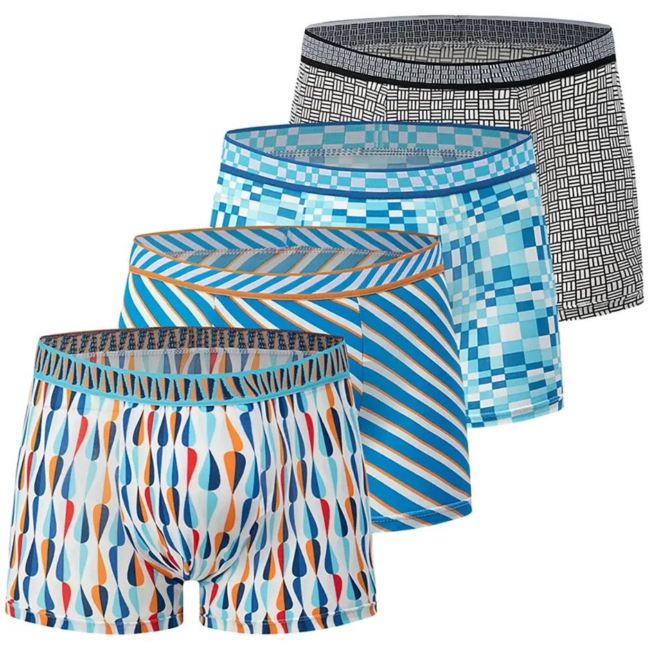 Boxer décontracté à motifs colorés pour hommes, sous-vêtements amples et confortables, surdimensionnés, taille élastique, 4/5 pièces — image 14