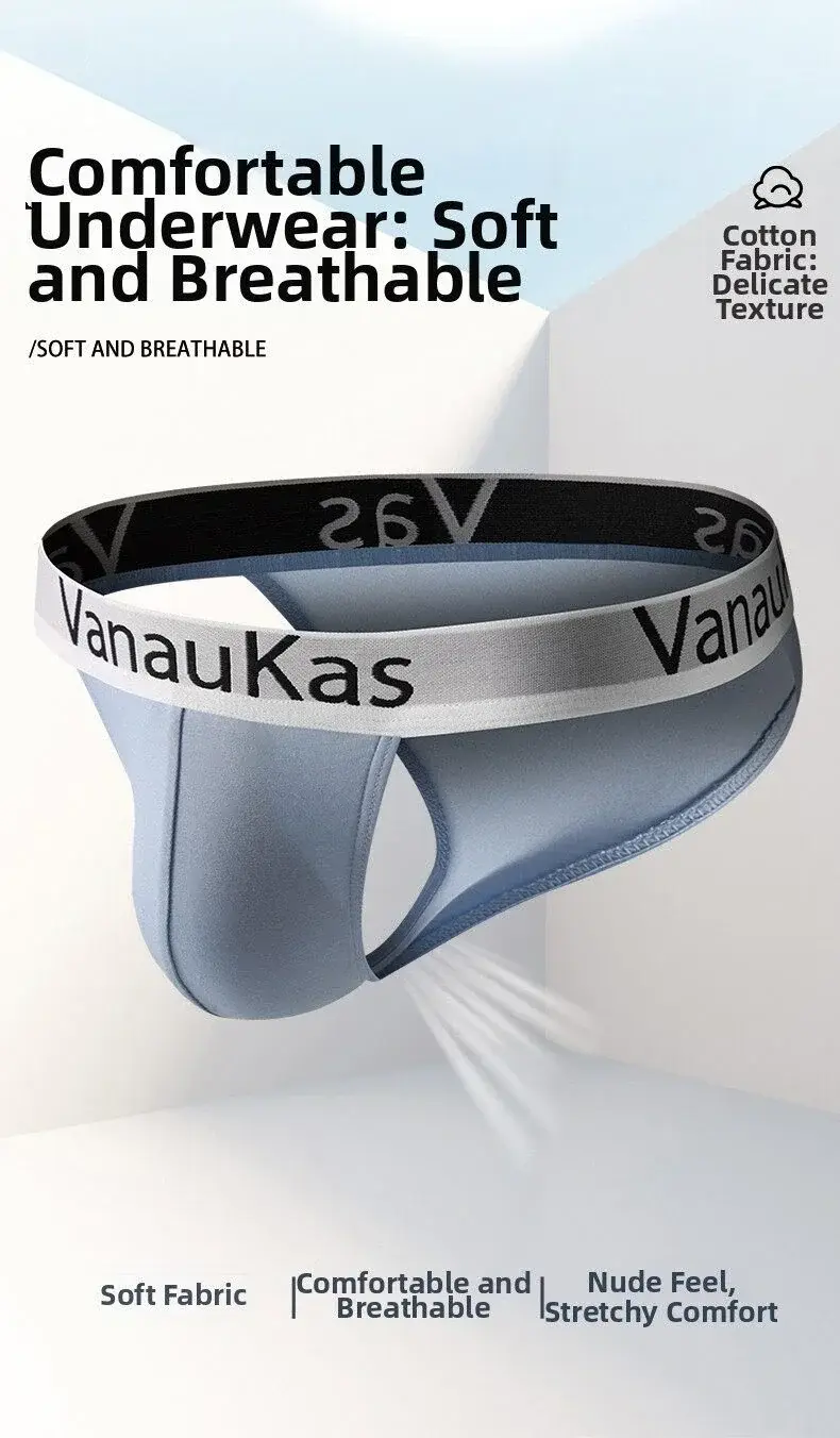 New Men's Underwear Briefs High-Cut Small Triangle Underpants Sexy Low-Rise Hollow Out Cotton Panties with Elastic Waistband — image 15