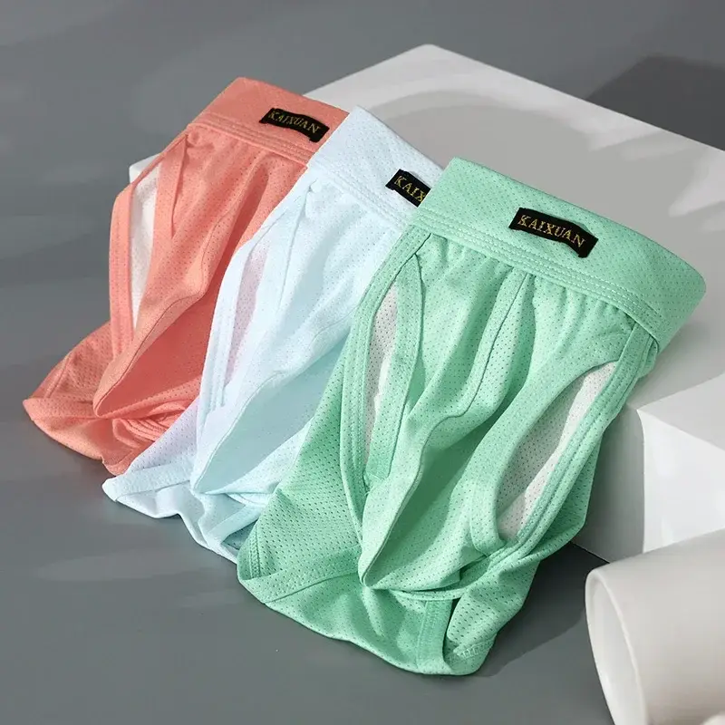 Men's Quick Dry Breathable Polyester Underwear with Bullet Pouch Sexy Trunks Side Opening Comfortable Briefs