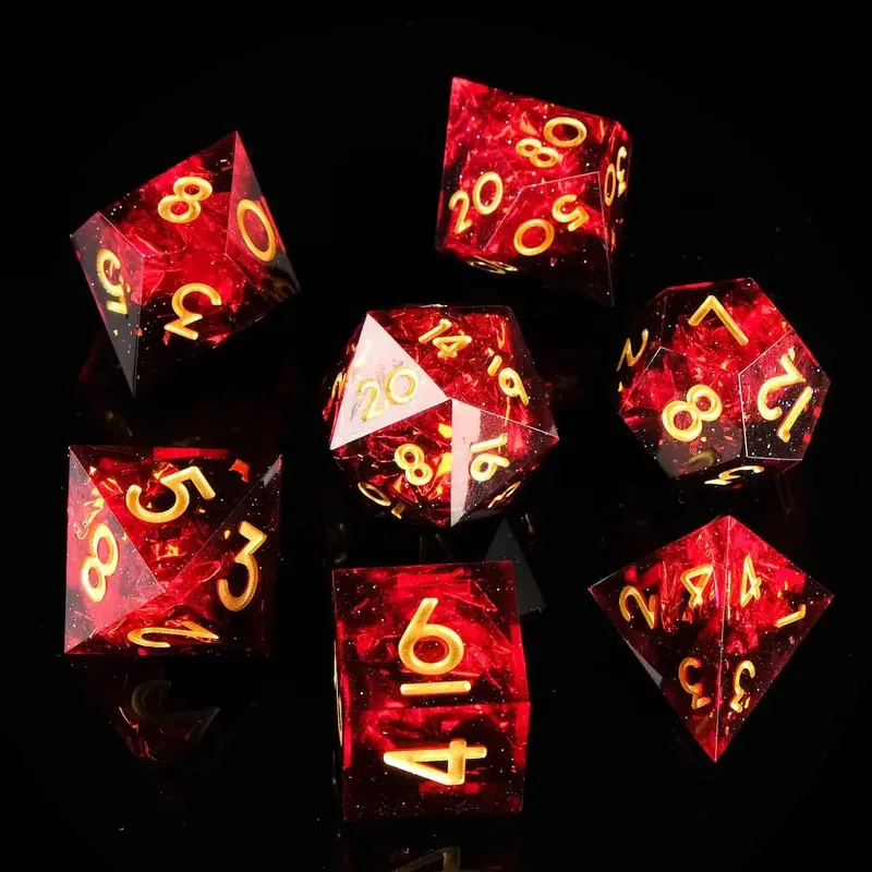 Resin Sharp Edge DND Dice Set for Dungeons and Dragons Role Playing and Tabletop Game