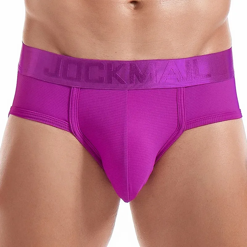 Jockmail Mens Underwear Briefs Mesh Breathable Sports Fitness Shorts Solid Color Sexy Low-rise Lingeries for Extreme Panties — image 24