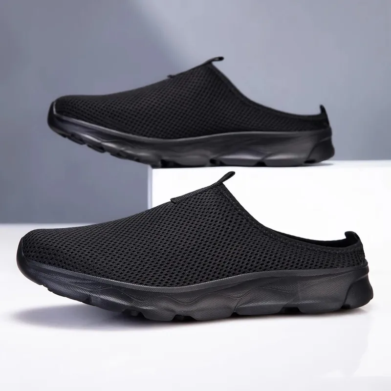 Men's Half Slipper Shoes Fashion Breathable Outdoor Mesh Casual Sneakers Lightweight Comfortable Tenis Masculino Walking Shoes
