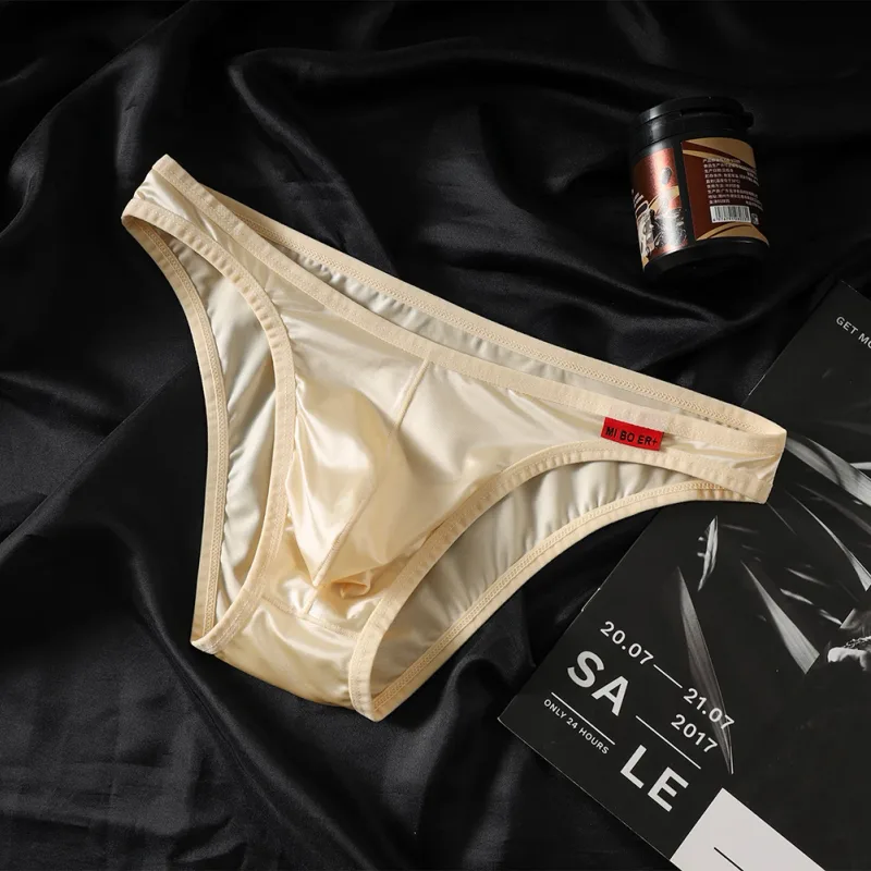 Slip da uomo in raso di seta elasticizzata con slip in seta di ghiaccio, lingerie, mutandine traspiranti, intimo senza cuciture, perizoma giapponese — image 10